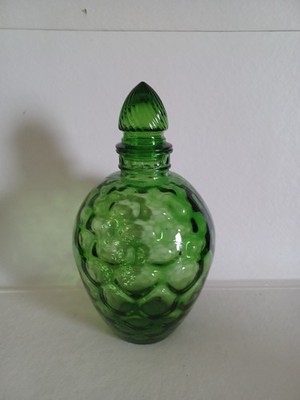 VINTAGE MCM Wheaton Ware Coin Spot Dot Decanter w/ Stopper Green 10.5''