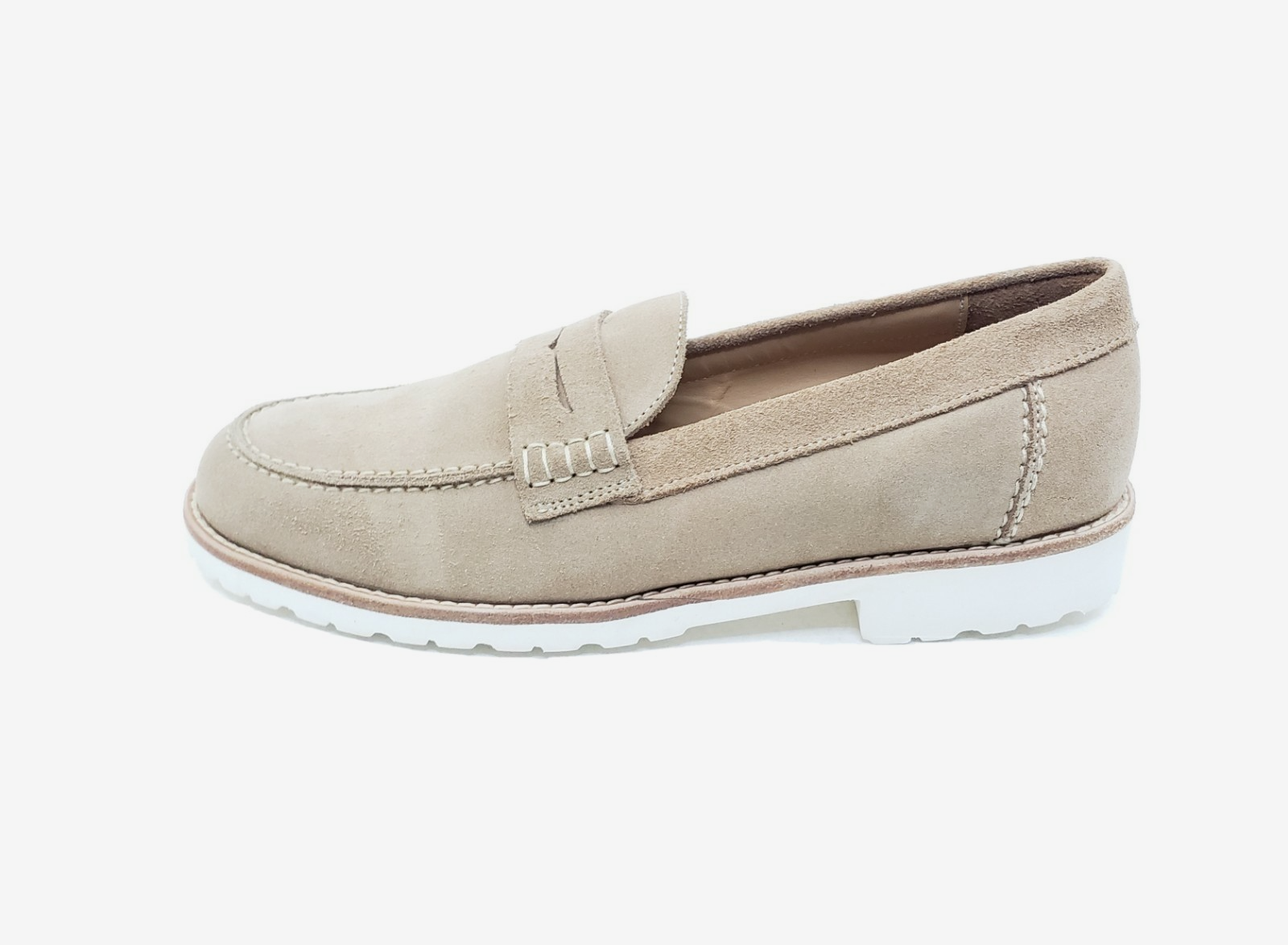 SAOLA Mocassino Turtleson Penny beige pelle scamosciata suola a strappo donna taglia 8 5