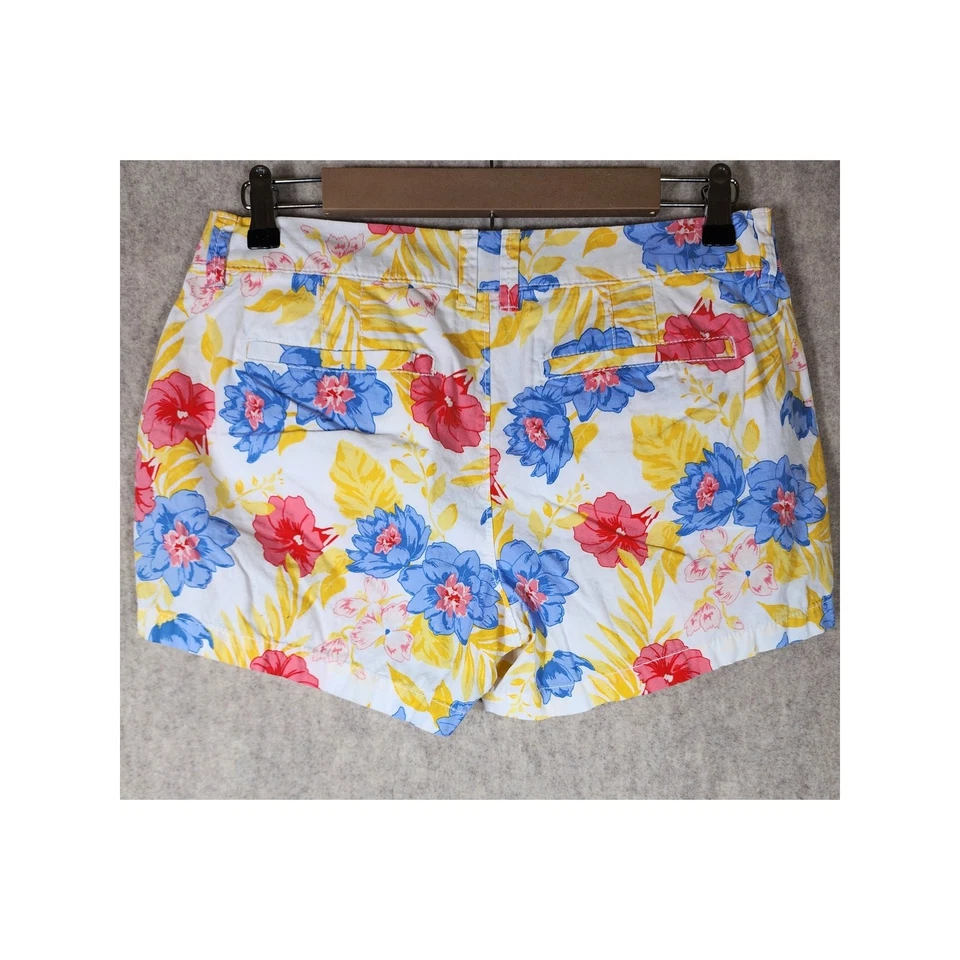 OLD NAVY Red Yellow Blue Floral Tropical Fresh 100% Cotton Shorts SZ 6 - Image 2 of 4