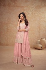 PUNJABI SHARARA BLACK COLOR KURTI PLAZZO SALWAR KAMEEZ WOMEN READY MADE DESIGNER
