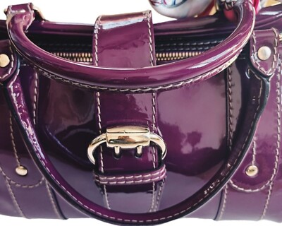 aaa Gucci Women's Purple Patent Leather Double Rolled Handles Zip