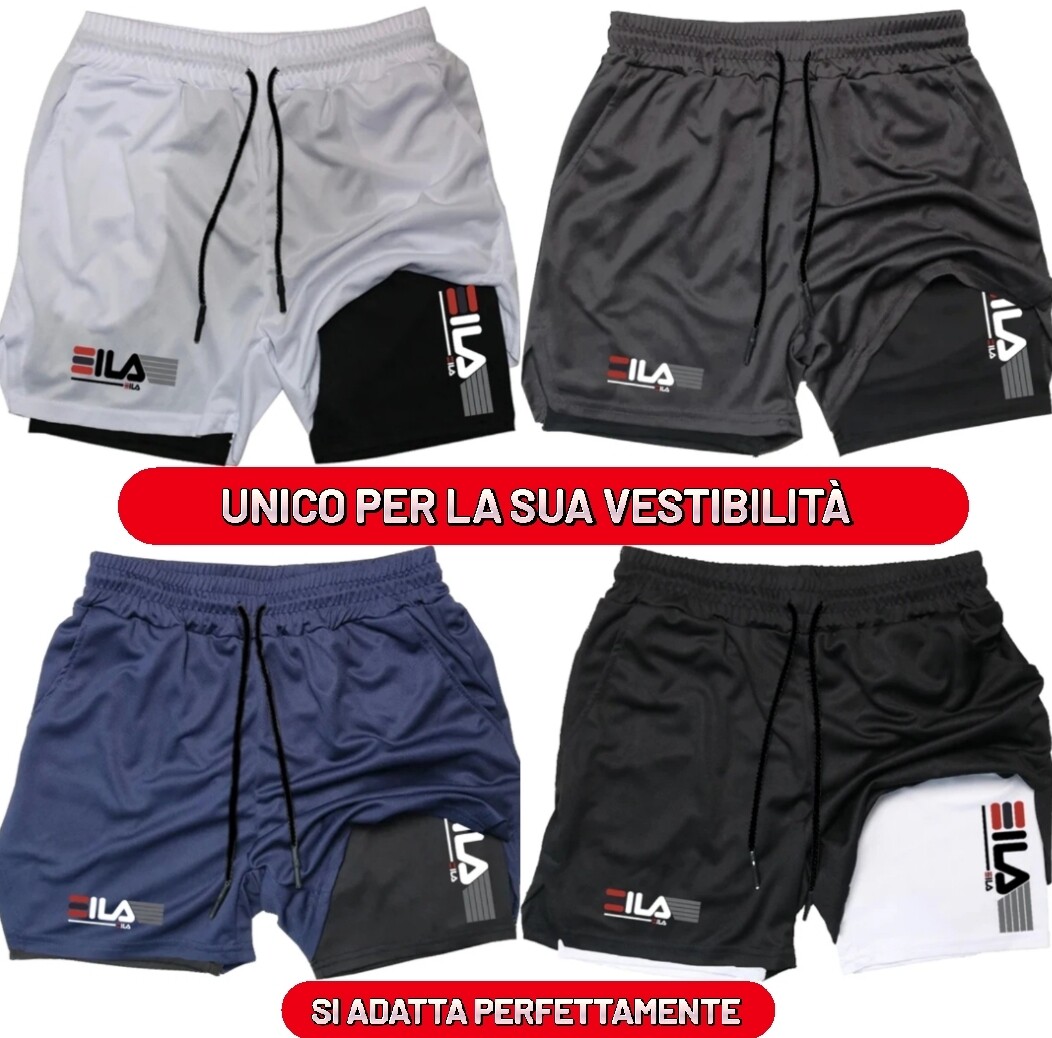 Pantaloncini da Corsa uomo mod. Fila 2 in 1 Pantaloncini sportivi Bodybuildind