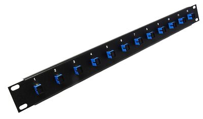 12 Port SC Fiber Patch Panel Singlemode Blue Couplers Loaded 1u 19''