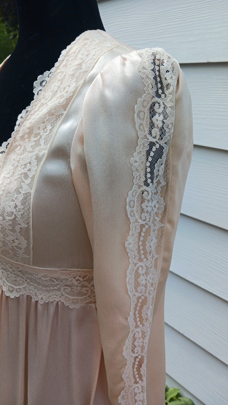 Gunne Sax Satin 1970s Maxi Dress Gold Label Prairie Blush Pink