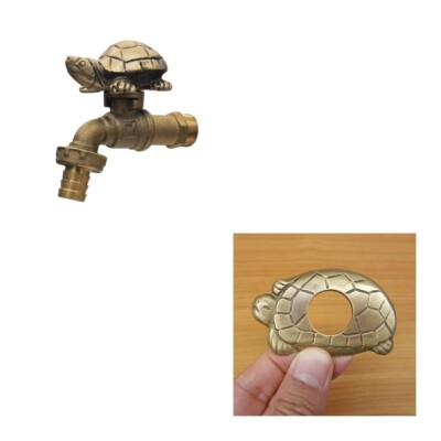 #ad SET Brass Garden Tap TURTLE Spigot Faucet amp; Base Vintage Home Water Deco Outdoor $79.99