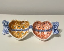 Double Heart Ceramic Olive Bowl Made In Italy