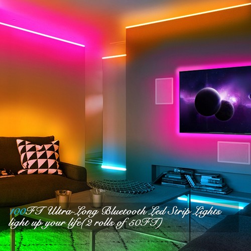DAYBETTER Led Strip Lights, 100Ft Light Strips with App Control Remote - Picture 6 of 7