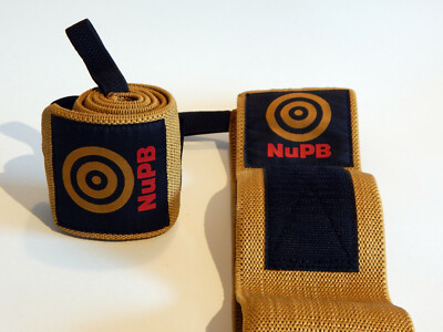 NuPB ''Gold-Standard'' Handgelenkbandagen (60 cm - steif) Fitnessstudio Powerlifting + GRATIS T-SHIRT +