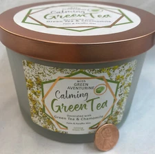 Call mean Green tea candle with green tea chamomile and green aventurine