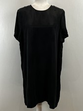 J. Crew Sheath Cupro Blend Dress Large GUC Short Sleeve Black Comfort Easy Wear