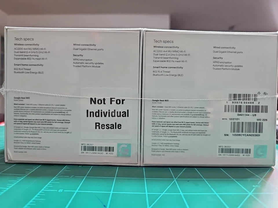 Google Nest Wifi Ethernet (RJ-45) Wireless Router - GA01144US 2 PACK - Image 3 of 3