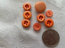 Vintage Lot of 8 ASSORTED ORANGE ROUND Buttons 2-Hole 4-Hole Flat Top