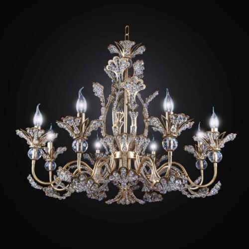 Chandelier Classic Crystal And Leaf Gold 8 Lights Bga 2737-8 Design Op