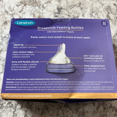 Lansinoh Breastmilk Feeding Baby Bottles Set Of 3 x 5oz Slow Flow