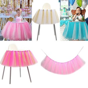 Details About Birthday Party Kids Baby Girl High Chair Glitter Tutu Tulle Skirt Cake Cloth Diy