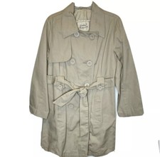 Preowned Sweet Elements Double Breasted Women's Trench Coat Size Large Beige Tan
