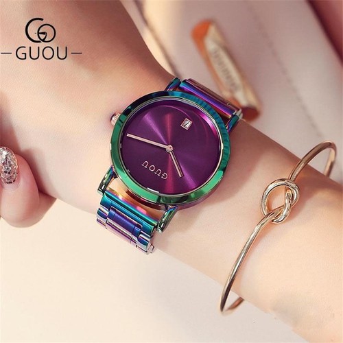 Orologio Donna Quarzo Acciaio Inox Impermeabile Lusso Arcobaleno Colorato  Polso | eBay