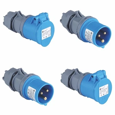 TP ELECTRIC CEE Stecker Kupplung Steckdose Caravan Wohnwagen Camping Blau IP44 16A 3-Polig