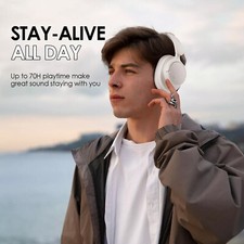 Lux ANC Wireless Over-Ear Headphones Hybrid Active Noise Cancelling Beige 9