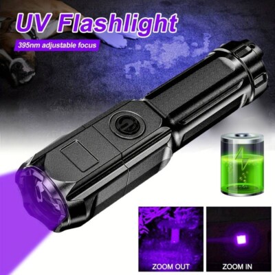UV Ultraviolett Taschenlampe Taschenlampe Wiederaufladbar Tasche Wasserdicht UK