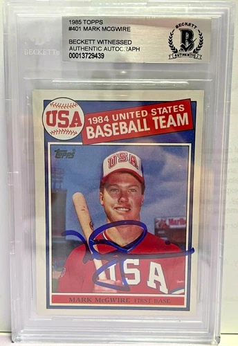 Team USA Mark McGwire Signed 1985 Topps #401 Rookie Card BAS Beckett Witnessed