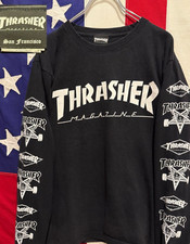 Rare T-shirt noir imprimé manches longues THRASHER SKATE MAGAZINE Taille M