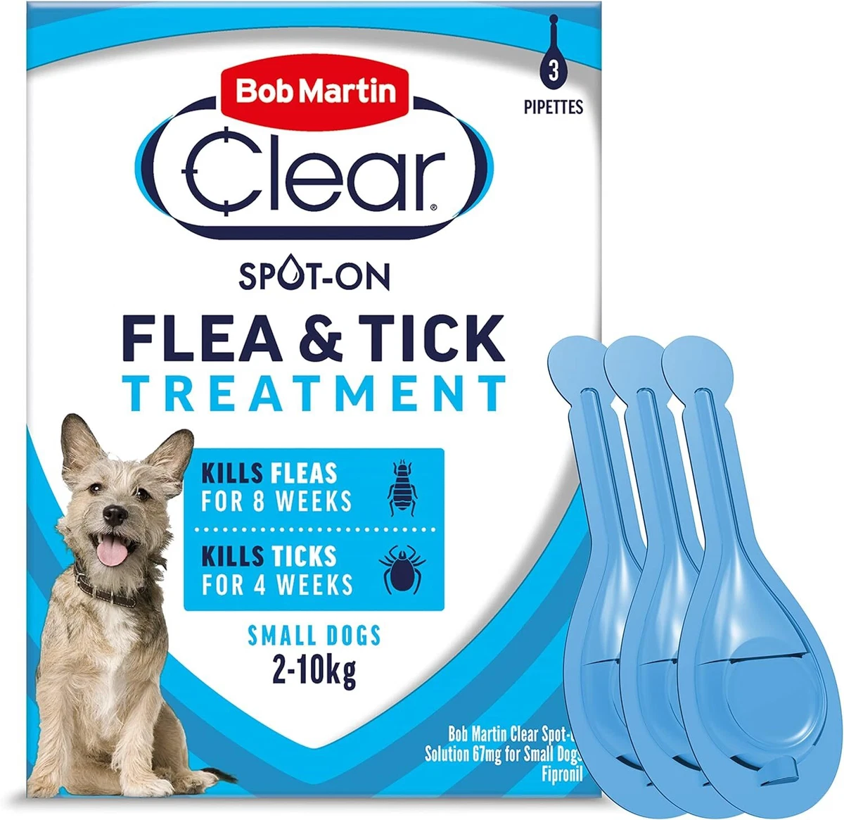 Dog Spot On Solution Clear Remove FleaTick Fipronil Pet Wash Pest