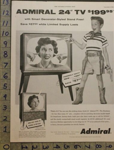 1955 ADMIRAL TELEVISION CONSOLE WESTERN COWBOY CHILD TOY HOLSTER CAP AD 29049 - 第 1/1 張圖片