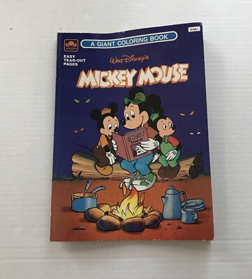 Mickey Mouse Giant Golden Coloring Book Camping Go Carts Sports PB 1987 Unused