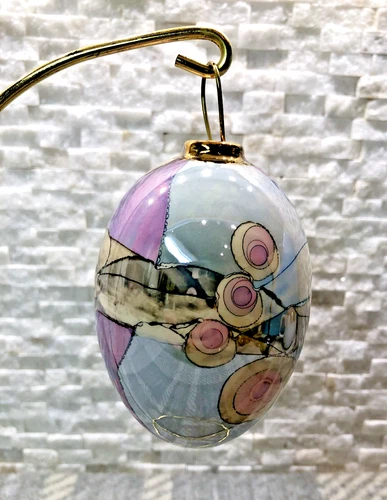 Frederick Frances Original Abstract Egg-Shape Ceramic Ornament- With Box 1991