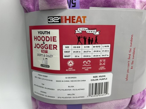 Girls Size XS (5/6) 32 Degrees 2-Piece Hoodie & Jogger Set Outfit Heat Retention - Picture 5 of 5