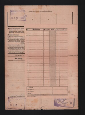 Frachtbrief 1950 Albert Ohl Treibriemen-Gurten-Weberei von SCHLOTHEIM nach WEIDA