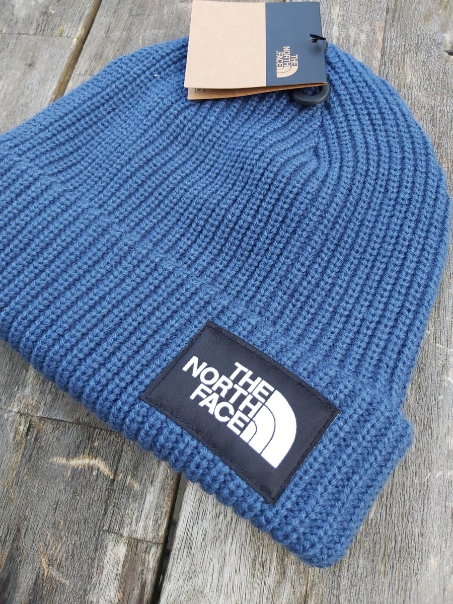 Genuine THE NORTH FACE Shady Blue Box Logo Cuff Lined BEANIE Hat Unisex TNF1