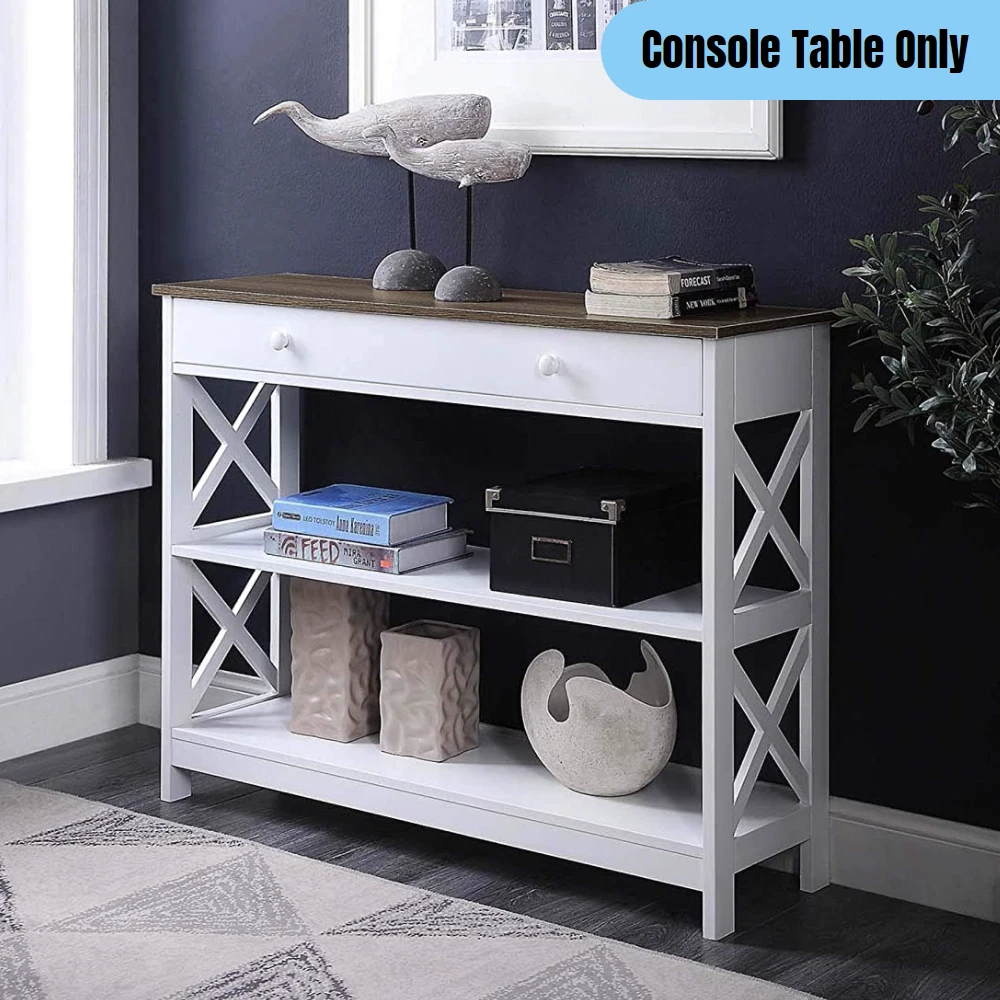 Console table with cheap pull out shelf