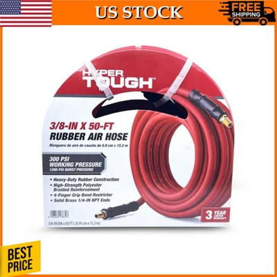 Heavy-Duty Rubber Air Hose 3/8'' x 50' Extremely Flexible in -40°F Easy to Handle