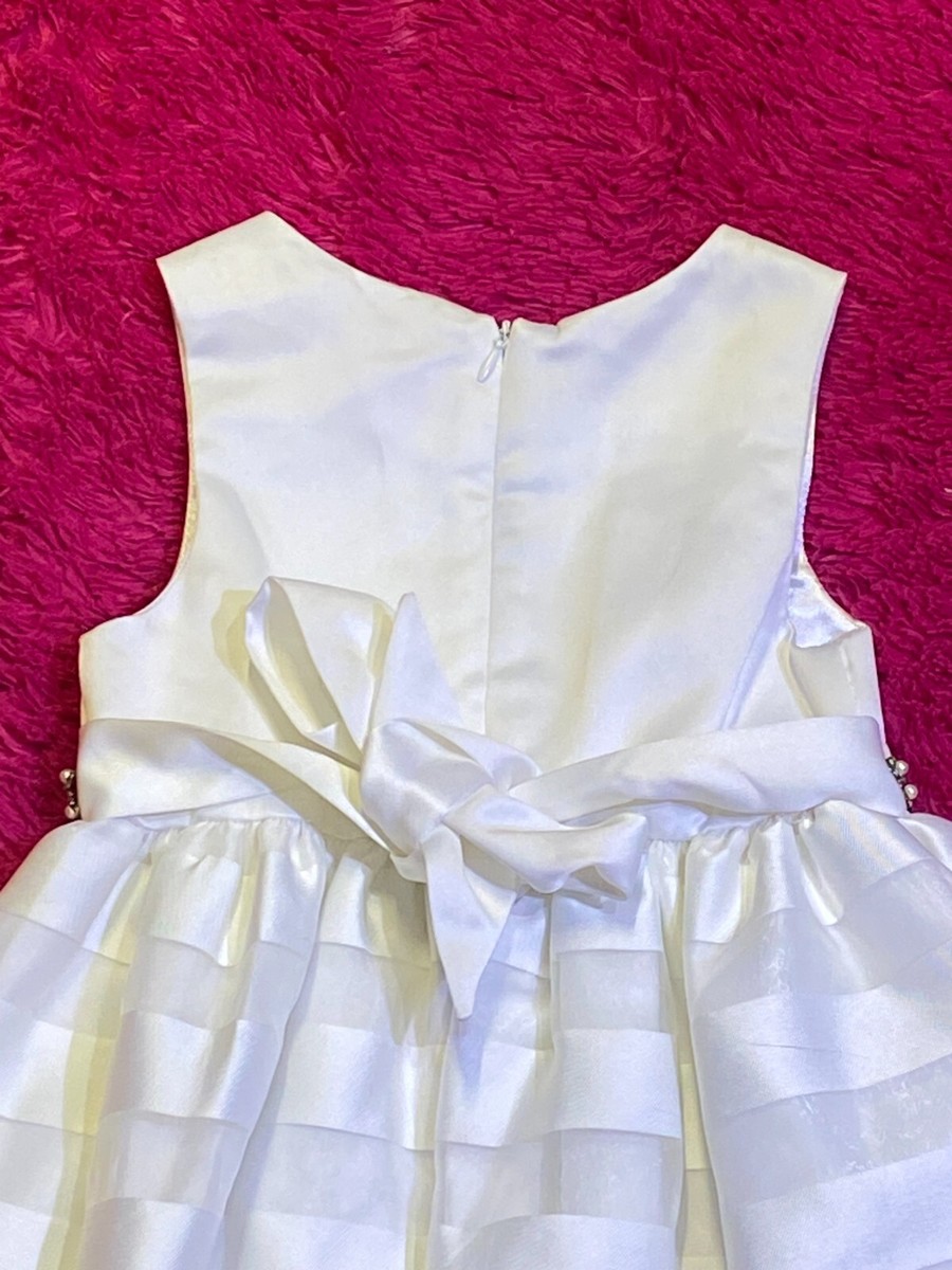 open lace back dress Pearl Accent Gown in White – Only Little Once main image 1