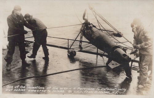WW1 1918 WWI Invention Paravane Deployment Sailors Ship Photo RPPC ...