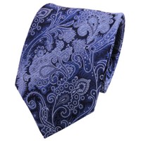 Tigertie Seidenkrawatte Blau Fernblau Dunkelblau Gemustert - Krawatte Seide