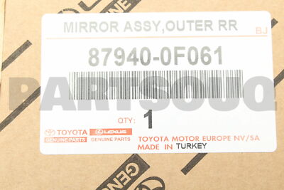 879400F061 Genuine Toyota MIRROR ASSY, OUTER REAR VIEW, LH 87940-0F061 | eBay 879400F061 Genuine Toyota MIRROR ASSY, OUTER REAR VIEW, LH 87940-0F061 | eBay