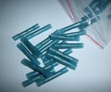 15 Heat Shrink Wire Butt Connector 16-14 Gauge Ga AWG Blue Car Audio Terminals