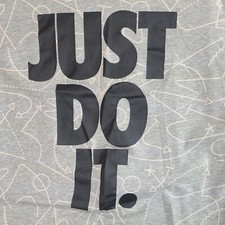 Nike T Shirt Mens Large Gray Dri-fit Athletic Fit Just Do It All Over Print