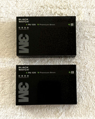 Video Cassette Tapes 3M Black Watch P6-120 Premium 8mm 0800 Lot Of 2 Sealed NOS