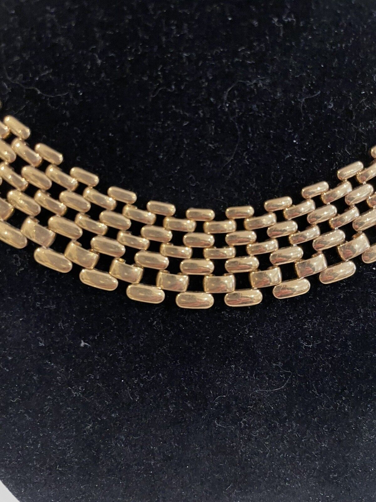 Vintage Napier Gold Tone Collar Necklace Thick Wo… - image 2