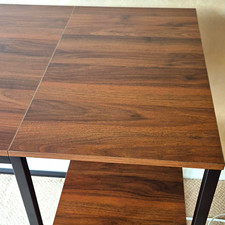 Dark Wood Effect Computer Desk Black Metal Frame 2 Shelves 120x60x75cm