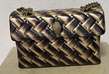 Kurk Geiger London kensington Woven Metallic Gold/Black Shoulder/ Crossbody Bag