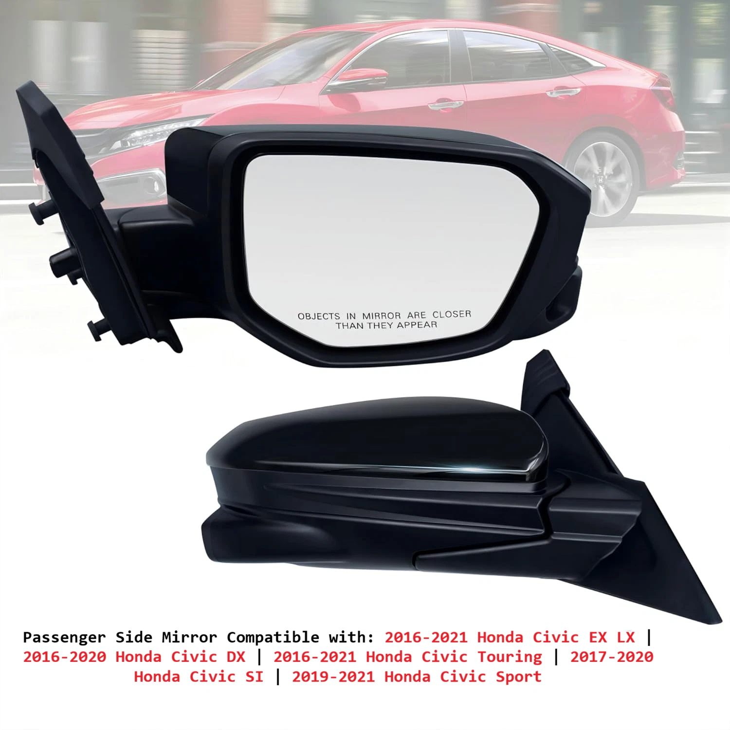 Heated Passenger Right Side Mirror for Honda Civic 2016-2021 with Camera 11 Pin