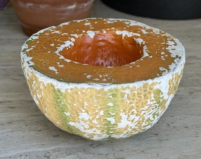 1940's 1950's Plaster Chalkware Cut Half Cantaloupe Store Grocery Display