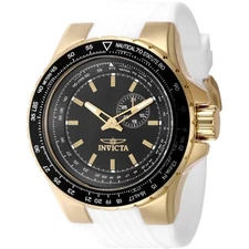 Invicta Men's Watch Aviator Quartz Black Dial White Silicone Rubber Strap 49734