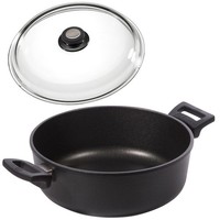 Eurolux Bratentopf Guss 20 Cm Induktion Schmortopf Aluguss Antihaft & Glasdeckel