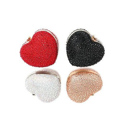 Luxus Herzform Kristall Clutch Diamant Inlay Strass Abend Mini Tasche